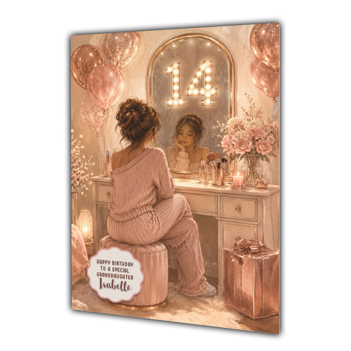 14th Birthday Card Chic Granddaughter Daughter Niece Personalised A5 Size