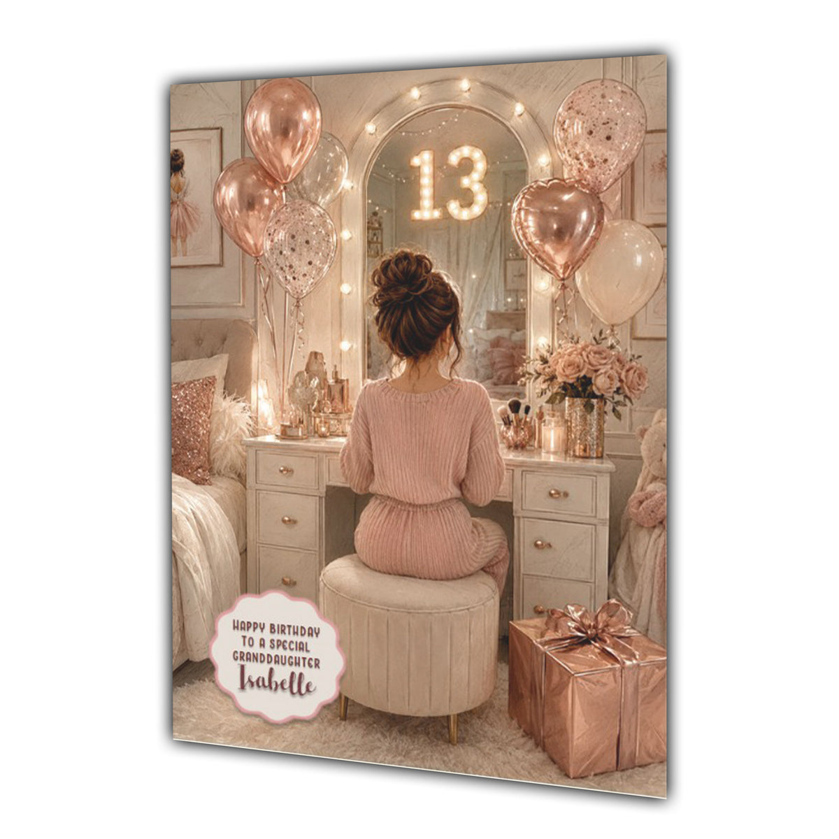 13th Birthday Card Chic Granddaughter Daughter Niece Personalised A5 Size