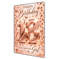 Happy 18th Birthday Special Girl Rose Gold Number Hearts Card A5
