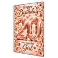 Happy 20th Birthday Special Girl Rose Gold Number Hearts Card A5