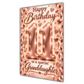 Happy 11th Birthday Granddaughter Rose Gold Number Hearts Card A5