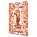 Happy 1st Birthday Daughter Rose Gold Number Hearts Card A5