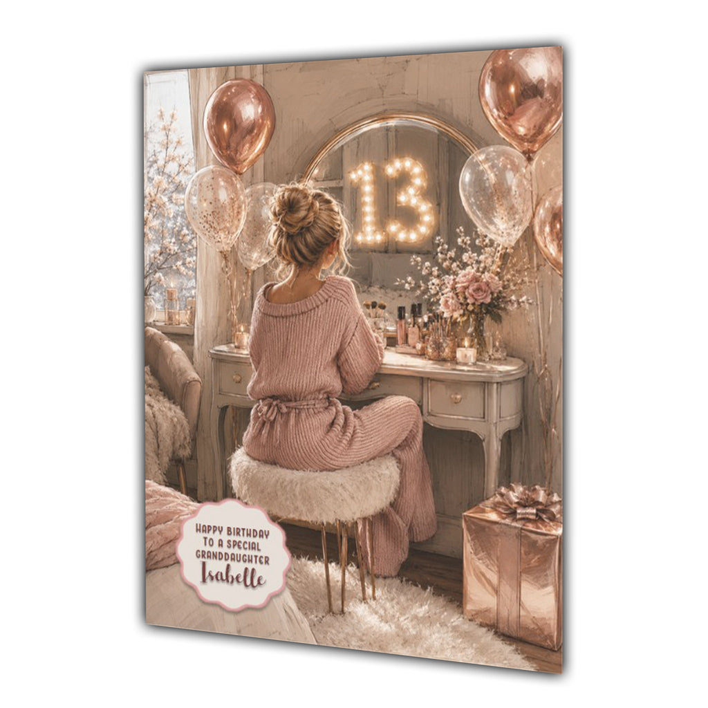 13th Birthday Card Chic Granddaughter Daughter Niece Personalised A5 Size