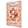 Happy 9th Birthday Daughter Rose Gold Number Hearts Card A5