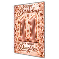 Happy 11th Birthday Daughter Rose Gold Number Hearts Card A5