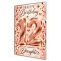 Happy 12th Birthday Daughter Rose Gold Number Hearts Card A5