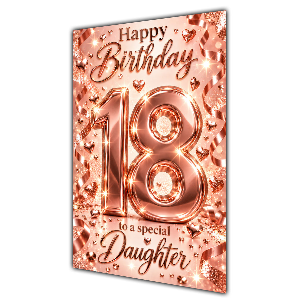 Happy 18th Birthday Daughter Rose Gold Number Hearts Card A5