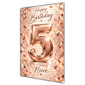 Happy 5th Birthday Niece Rose Gold Number Hearts Card A5