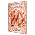 Happy 10th Birthday Niece Rose Gold Number Hearts Card A5