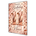 Happy 11th Birthday Niece Rose Gold Number Hearts Card A5