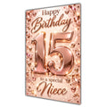 Happy 15th Birthday Niece Rose Gold Number Hearts Card A5