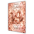 Happy 19th Birthday Sister Rose Gold Number Hearts Card A5