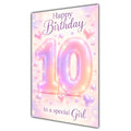 Happy 10th Birthday Special Girl Pastel Rainbow Number Hearts Card A5