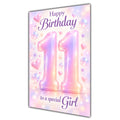 Happy 11th Birthday Special Girl Pastel Rainbow Number Hearts Card A5