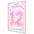 Happy 12th Birthday Special Girl Pastel Rainbow Number Hearts Card A5