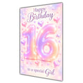 Happy 16th Birthday Special Girl Pastel Rainbow Number Hearts Card A5