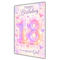 Happy 18th Birthday Special Girl Pastel Rainbow Number Hearts Card A5