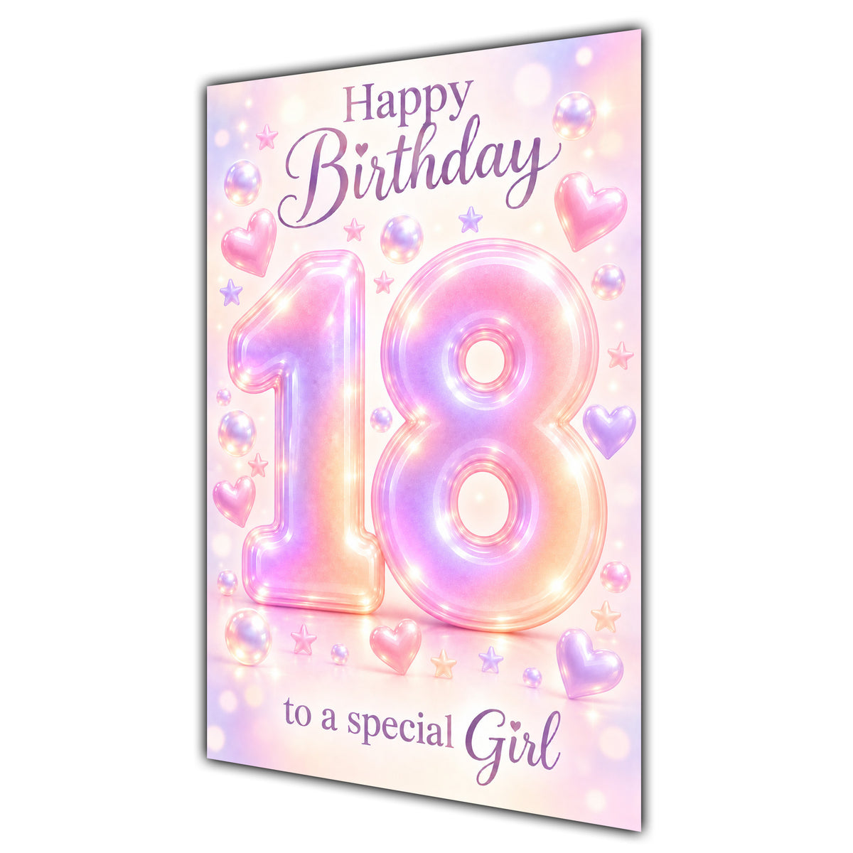Happy 18th Birthday Special Girl Pastel Rainbow Number Hearts Card A5