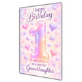 Happy 1st Birthday Granddaughter Pastel Rainbow Number Hearts Card A5