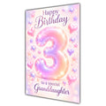 Happy 3rd Birthday Granddaughter Pastel Rainbow Number Hearts Card A5