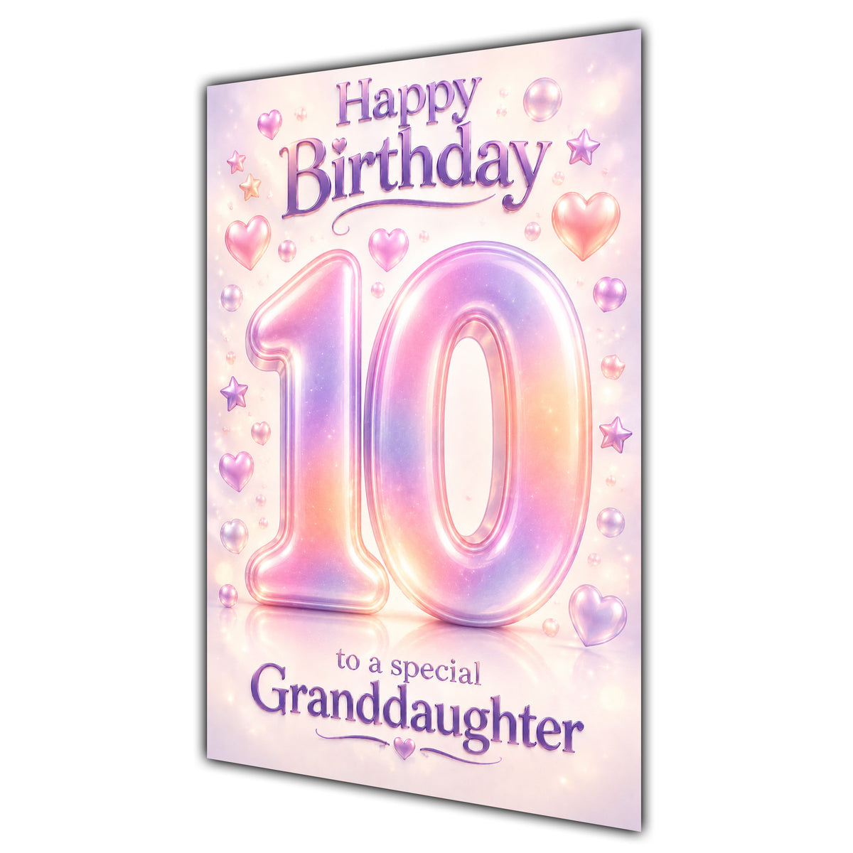 Happy 10th Birthday Granddaughter Pastel Rainbow Number Hearts Card A5