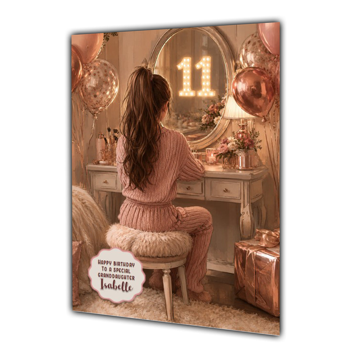 11th Birthday Card Chic Granddaughter Daughter Niece Personalised A5 Size