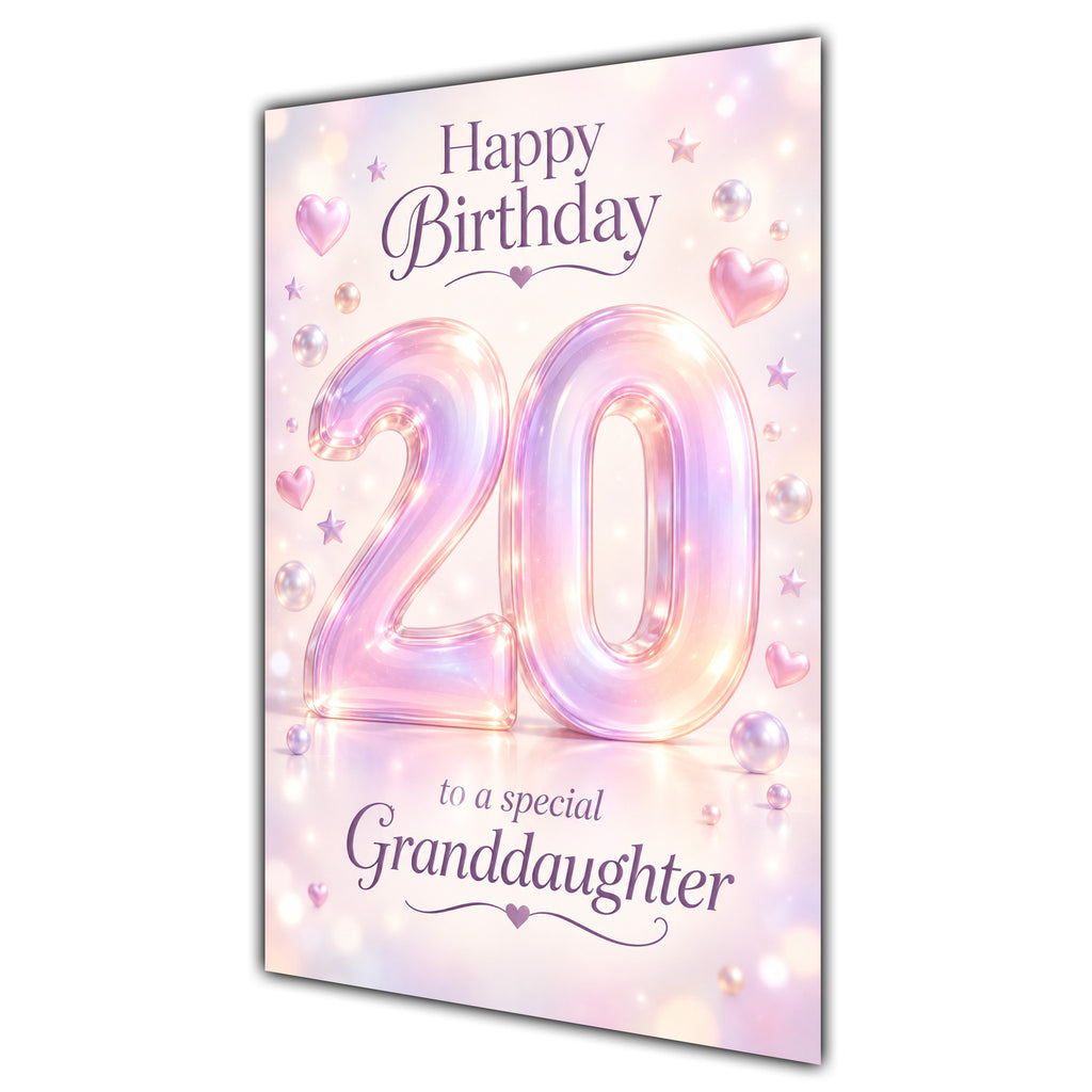 Happy 20th Birthday Granddaughter Pastel Rainbow Number Hearts Card A5