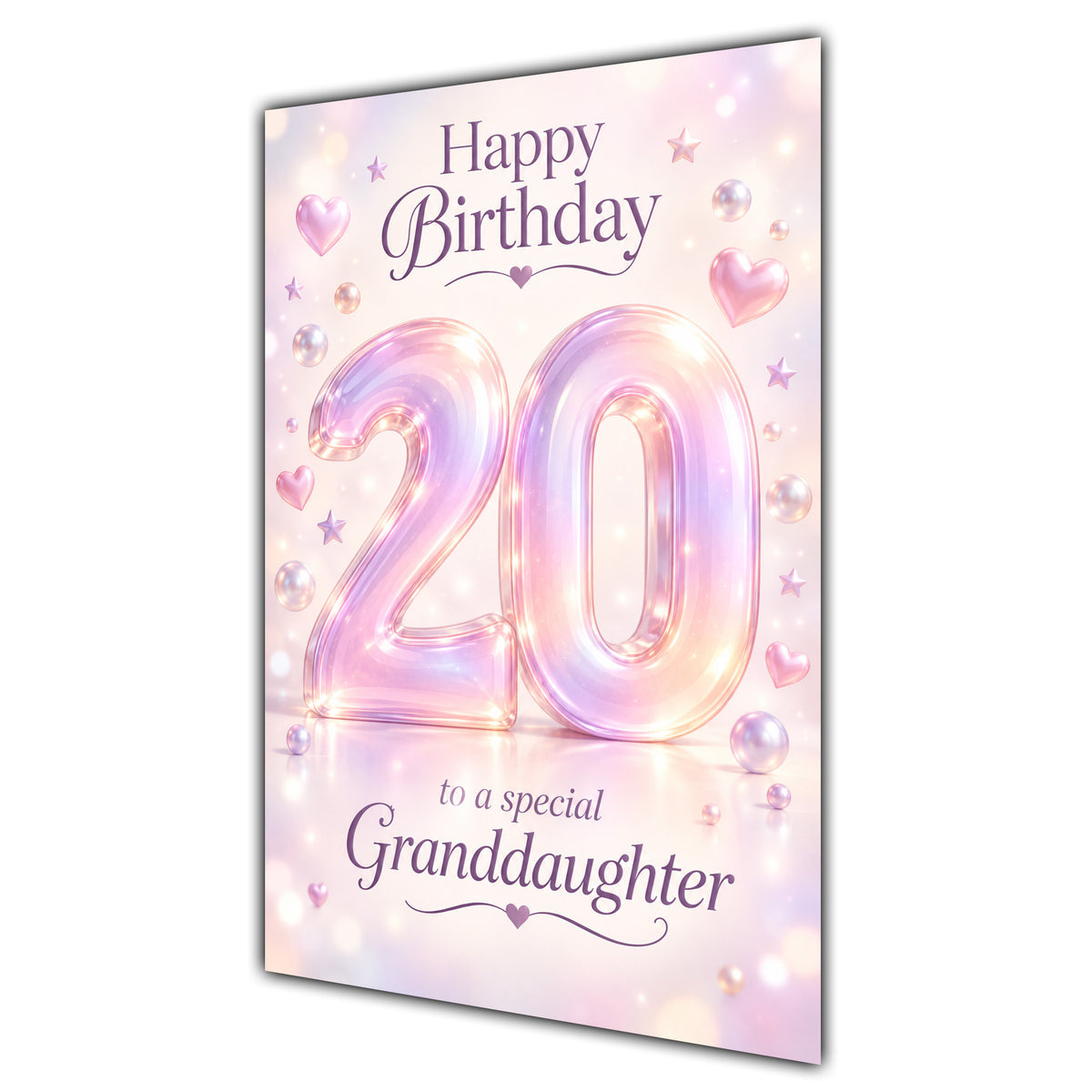 Happy 20th Birthday Granddaughter Pastel Rainbow Number Hearts Card A5