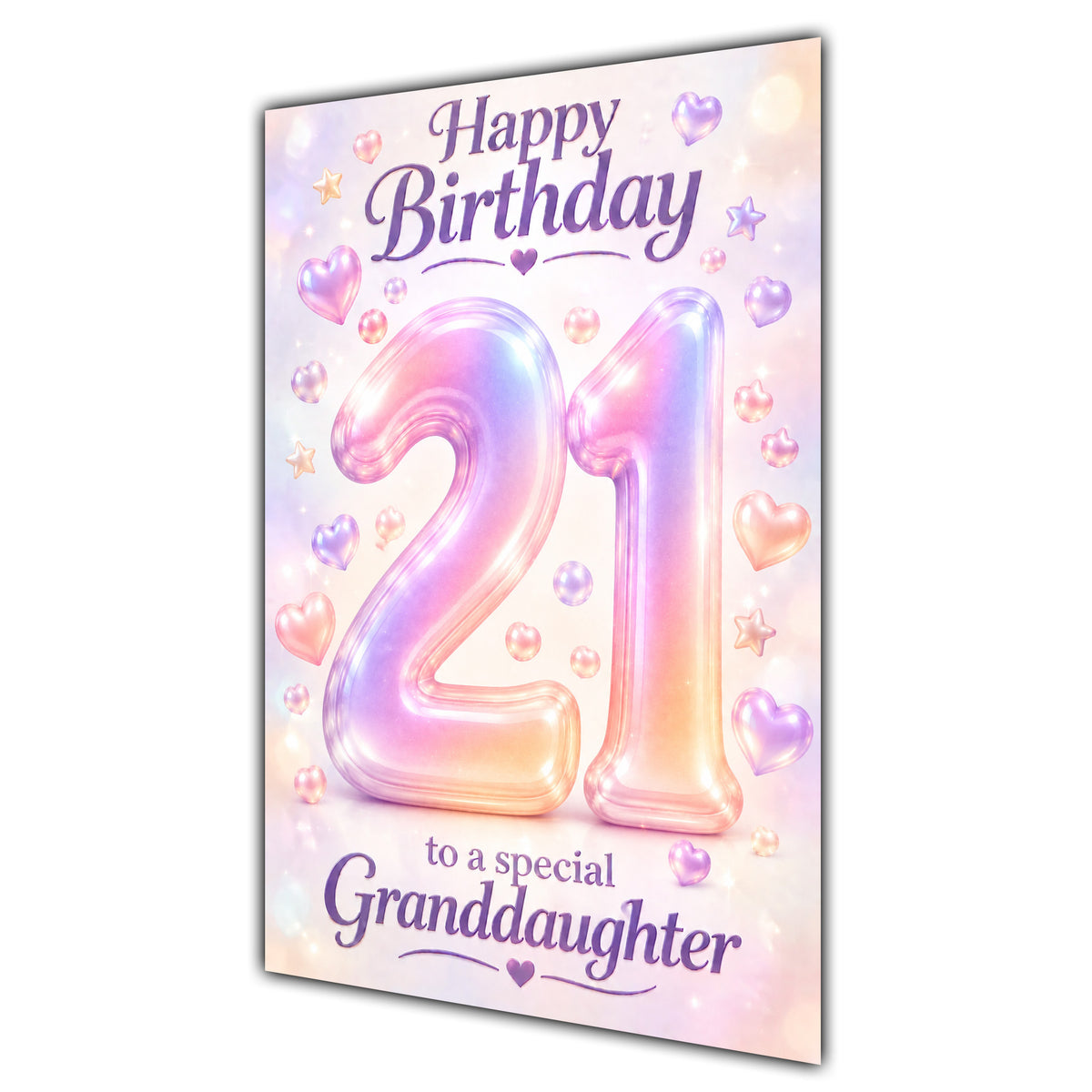 Happy 21st Birthday Granddaughter Pastel Rainbow Number Hearts Card A5