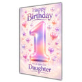 Happy 1st Birthday Daughter Pastel Rainbow Number Hearts Card A5
