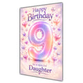 Happy 9th Birthday Daughter Pastel Rainbow Number Hearts Card A5