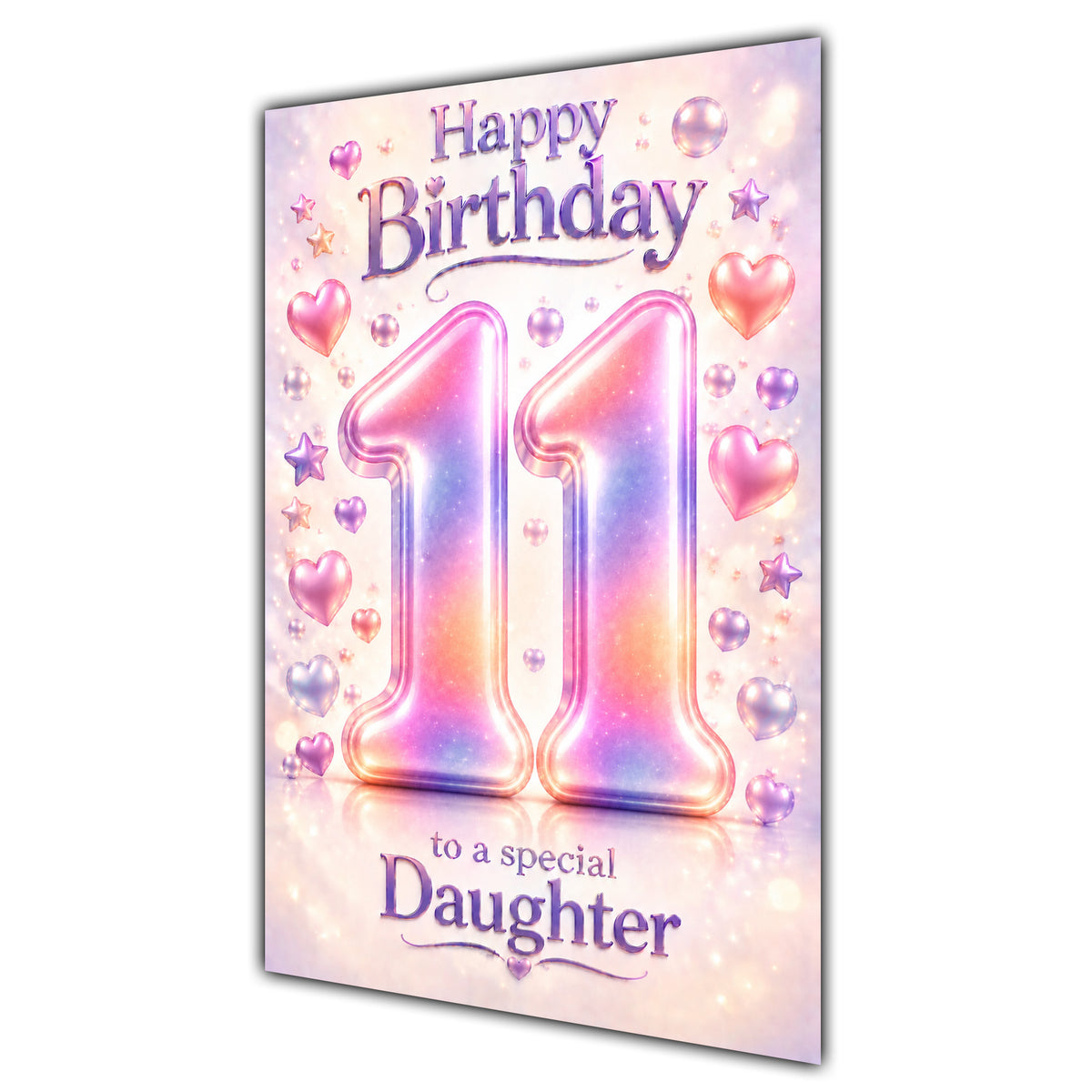 Happy 11th Birthday Daughter Pastel Rainbow Number Hearts Card A5