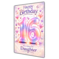 Happy 16th Birthday Daughter Pastel Rainbow Number Hearts Card A5