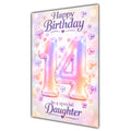 Happy 14th Birthday Daughter Pastel Rainbow Number Hearts Card A5