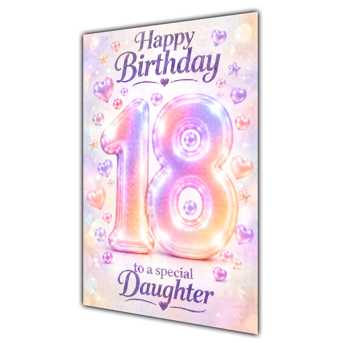 Happy 18th Birthday Daughter Pastel Rainbow Number Hearts Card A5