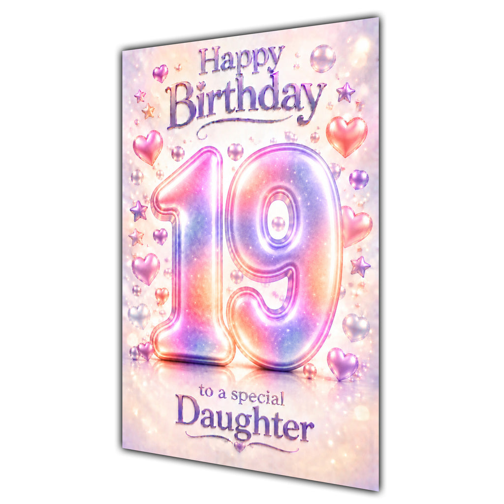Happy 19th Birthday Daughter Pastel Rainbow Number Hearts Card A5