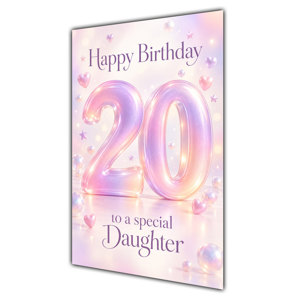 Happy 20th Birthday Daughter Pastel Rainbow Number Hearts Card A5