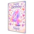 Happy 4th Birthday Niece Pastel Rainbow Number Hearts Card A5