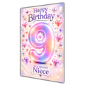 Happy 9th Birthday Niece Pastel Rainbow Number Hearts Card A5