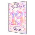 Happy 19th Birthday Niece Pastel Rainbow Number Hearts Card A5