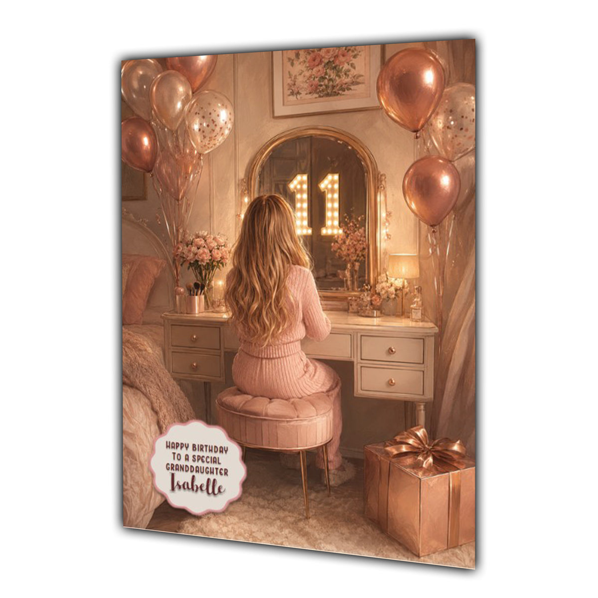 11th Birthday Card Chic Granddaughter Daughter Niece Personalised A5 Size
