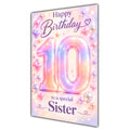Happy 10th Birthday Sister Pastel Rainbow Number Hearts Card A5
