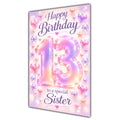 Happy 13th Birthday Sister Pastel Rainbow Number Hearts Card A5