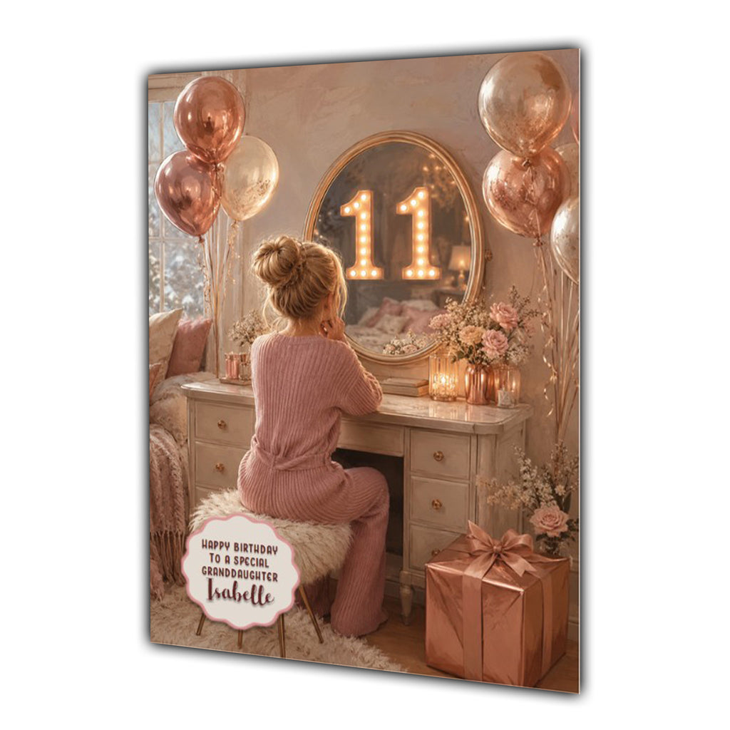 11th Birthday Card Chic Granddaughter Daughter Niece Personalised A5 Size