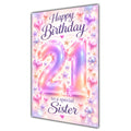Happy 21st Birthday Sister Pastel Rainbow Number Hearts Card A5