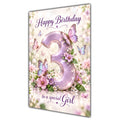Happy 3rd Birthday Special Girl Lilac Floral Butterflies Card A5