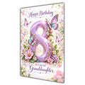Happy 8th Birthday Granddaughter Lilac Floral Butterflies Card A5