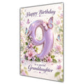 Happy 9th Birthday Granddaughter Lilac Floral Butterflies Card A5