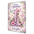 Happy 1st Birthday Daughter Lilac Floral Butterflies Card A5