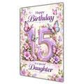 Happy 15th Birthday Daughter Lilac Floral Butterflies Card A5